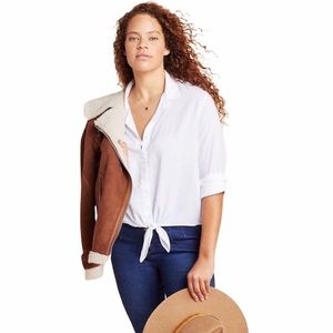 Anthro cloth & stone Tie Front Button Down (M)